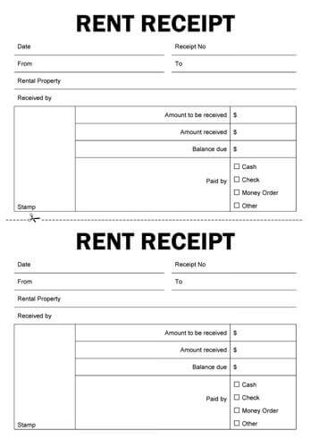 Rent receipt format